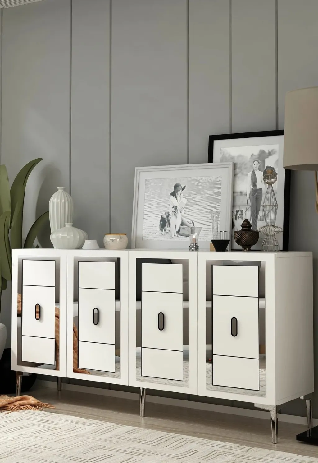 Konsol Skye Decor, Orion, e bardhë, argjend - 2