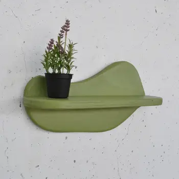Raft dekorativ prej druri për mur, ngjyrë e gjelbër e çelët, Skye Decor, Meh224