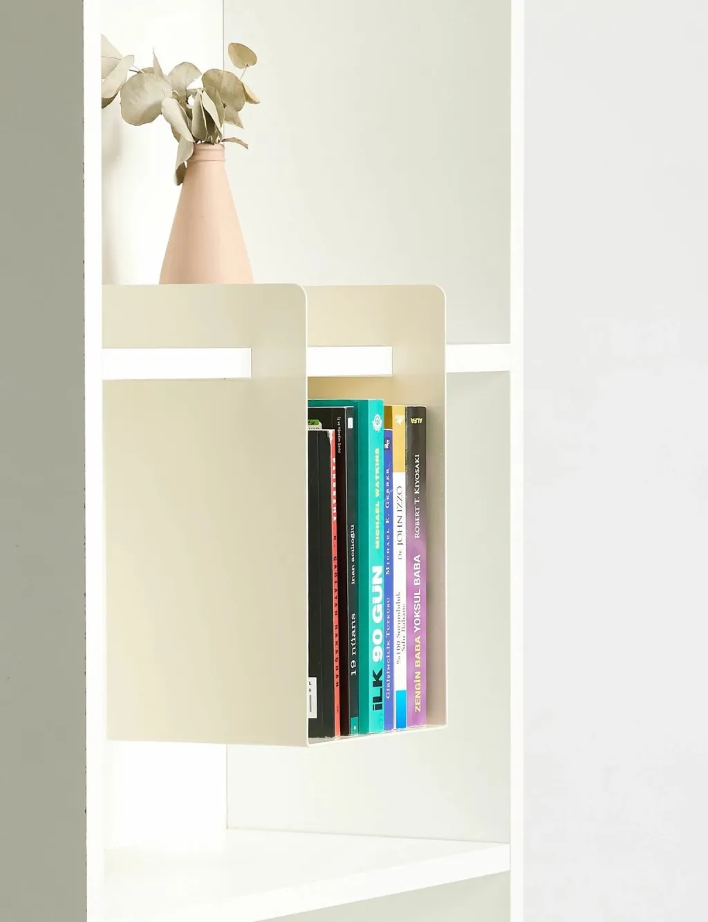 Mbajtës librash Skye Decor, formë kube, ngjyrë krem - 7