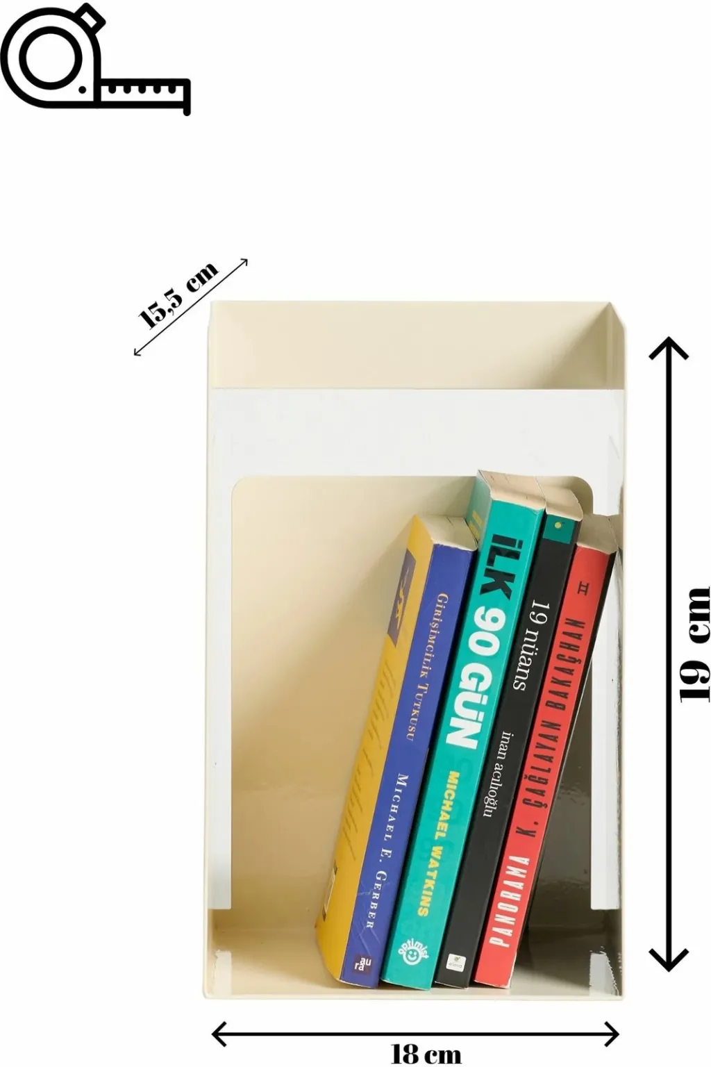 Mbajtës librash Skye Decor, formë kube, ngjyrë krem - 8
