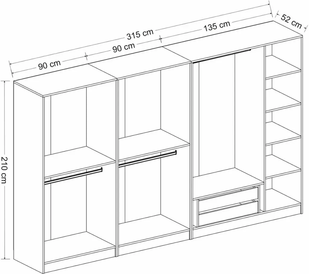 Dollap Skye Decor, Kale Plus, fume dhe lis, 315x210x52cm - 7