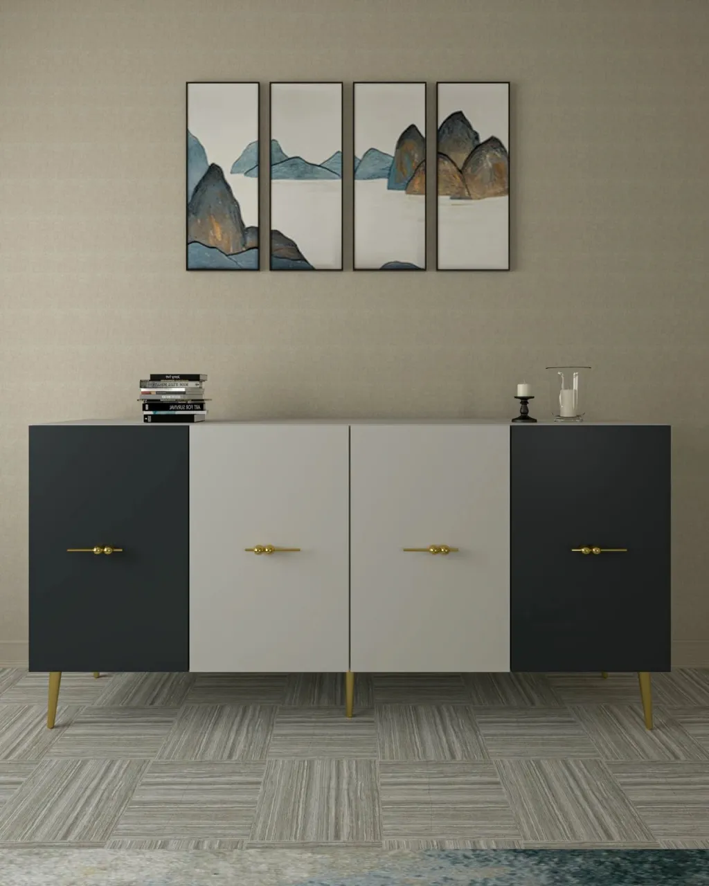 Konsol Skye Decor, Loop KB150, e bardhë, antracit - 1