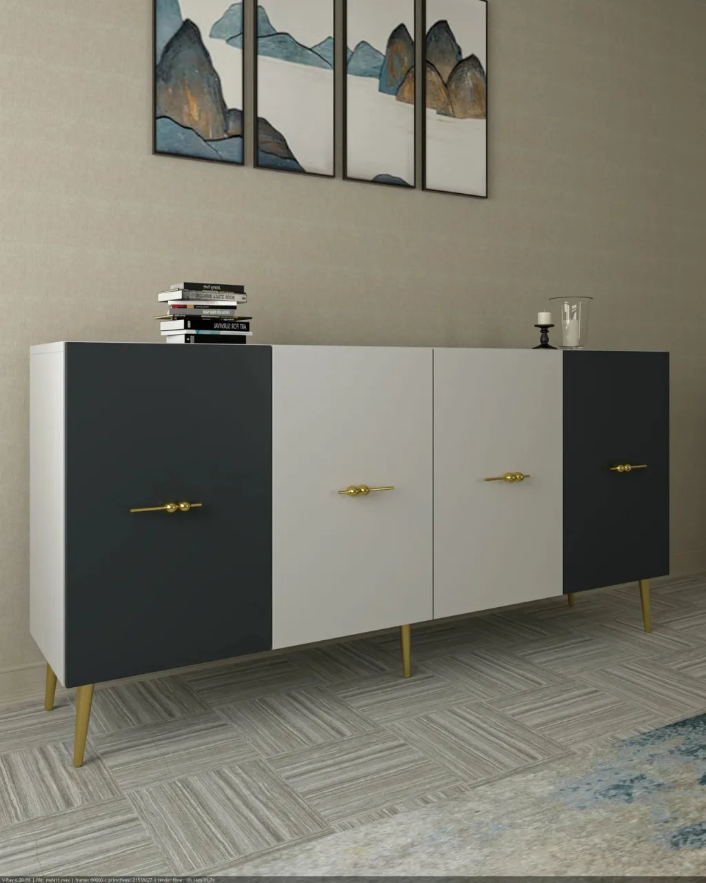 Konsol Skye Decor, Loop KB150, e bardhë, antracit - 2