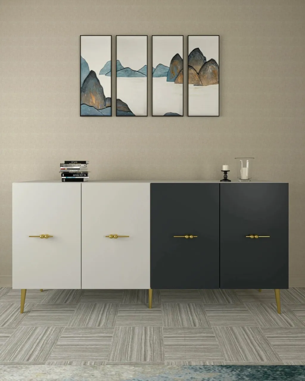 Konsol Skye Decor, Loop KB150, e bardhë, antracit - 3