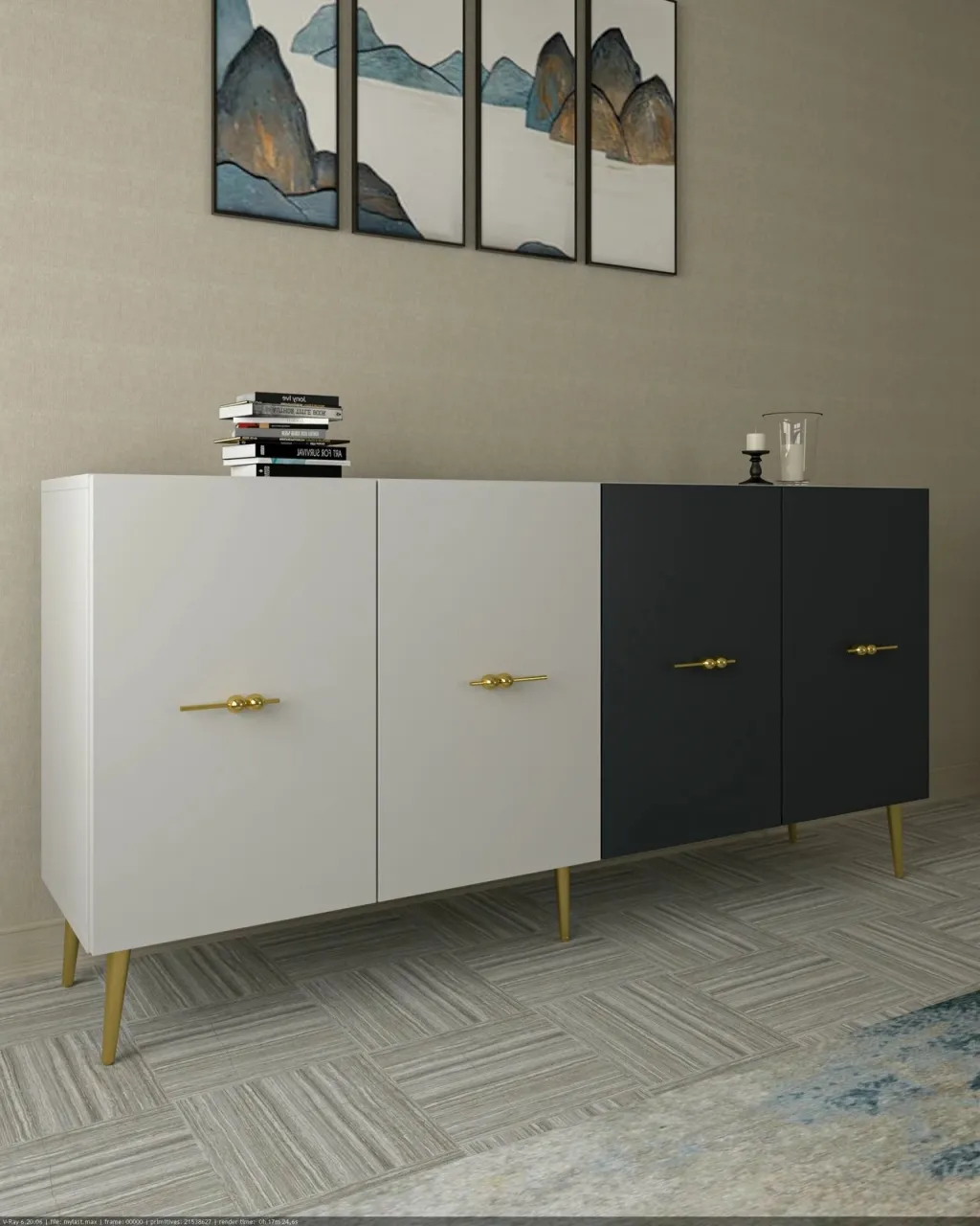 Konsol Skye Decor, Loop KB150, e bardhë, antracit - 4