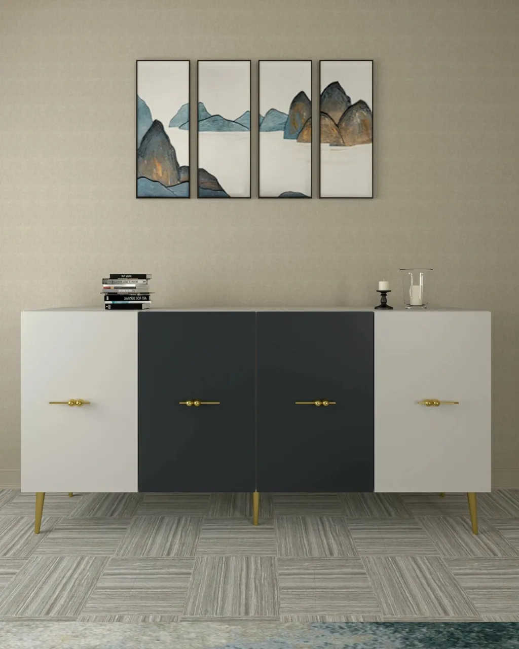 Konsol Skye Decor, Loop KB150, e bardhë, antracit - 5