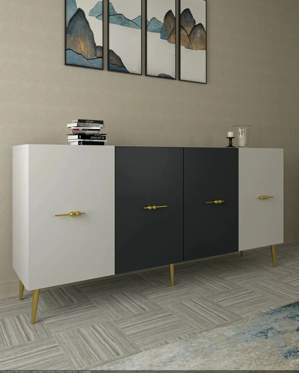 Konsol Skye Decor, Loop KB150, e bardhë, antracit - 6
