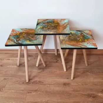 Set tavolinash të ndërlidhura, shumëngjyrëshe, Skye Decor, 3Shp280, 3 copë