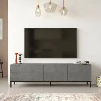 Komodë TV Skye Decor, LV6-RL, ngjyrë argjendi dhe e zezë