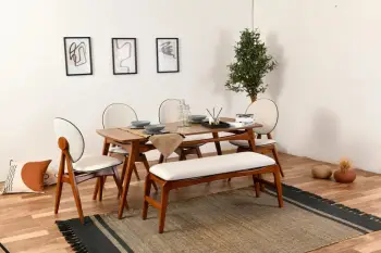 Tavolinë me karrige (6 copë), Skye Decor, ngjyrë arre dhe krem, Touch (4S-1B)