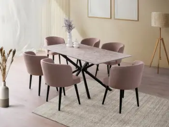 Tavolinë ngrënieje Skye Decor, ngjyrë gur gri, Nox - 3003