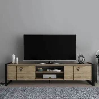Komodë TV Skye Decor, ngjyrë lisi oud, e zezë