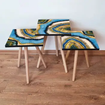 Set tavolinash ndihmëse, 3 copë, Skye Decor, shumëngjyrëshe, 3Shp112