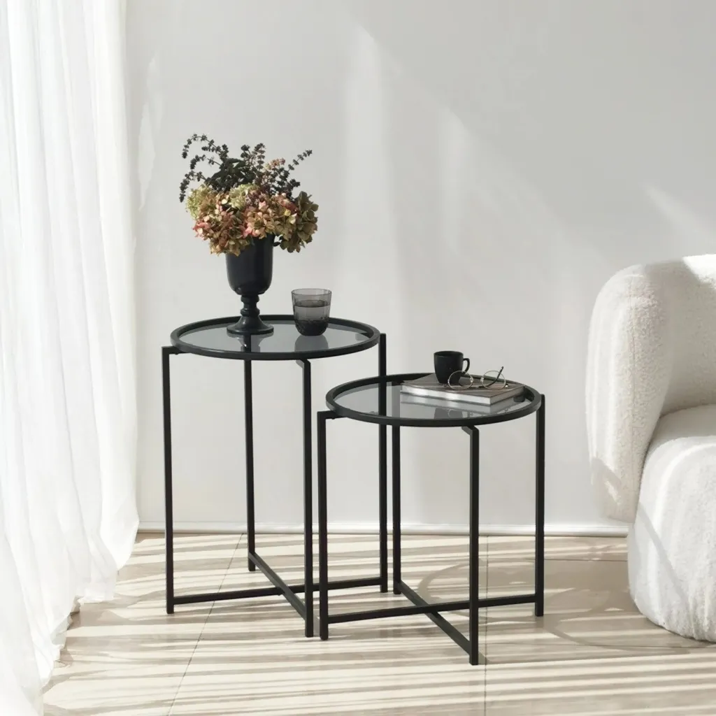 Set tavolinash anësore Skye Decor, S412F, ngjyrë e zezë - 1