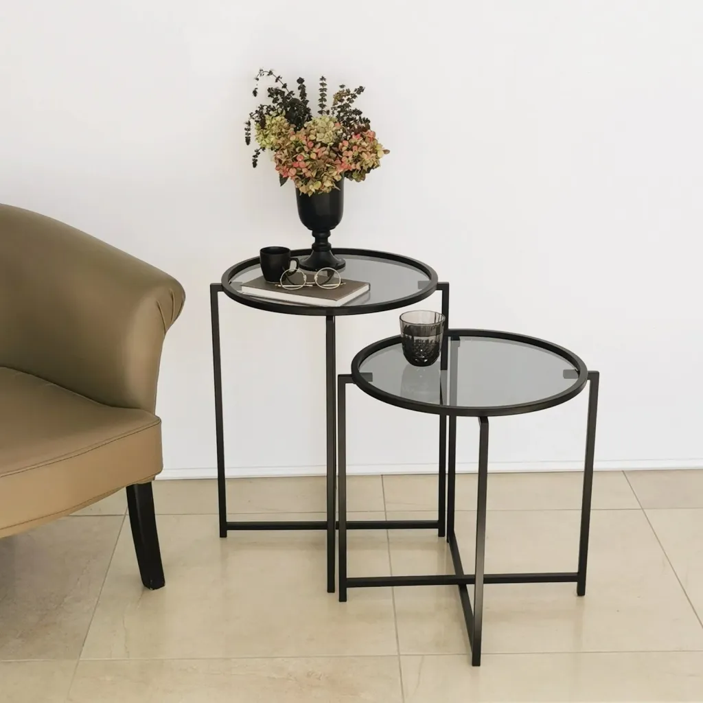 Set tavolinash anësore Skye Decor, S412F, ngjyrë e zezë - 4