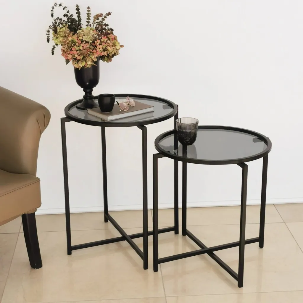 Set tavolinash anësore Skye Decor, S412F, ngjyrë e zezë - 7