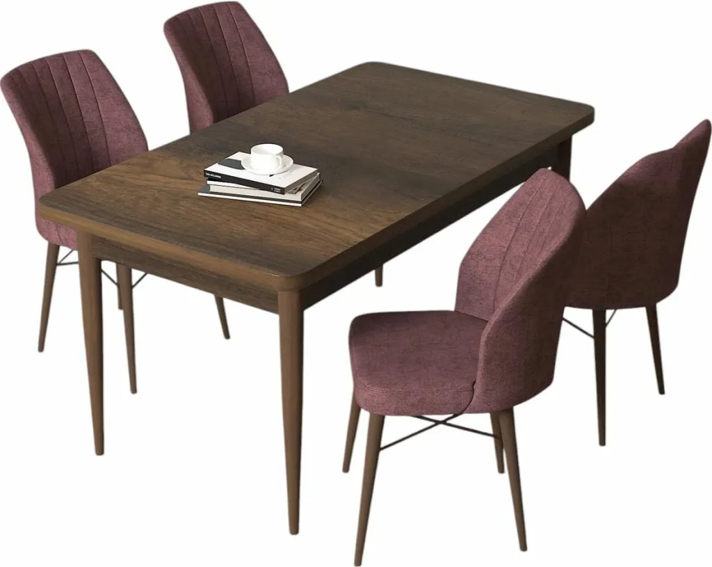 Tavolinë me karrige, 5 copë, Skye Decor, ngjyrë barok dhe dusty rose - 2