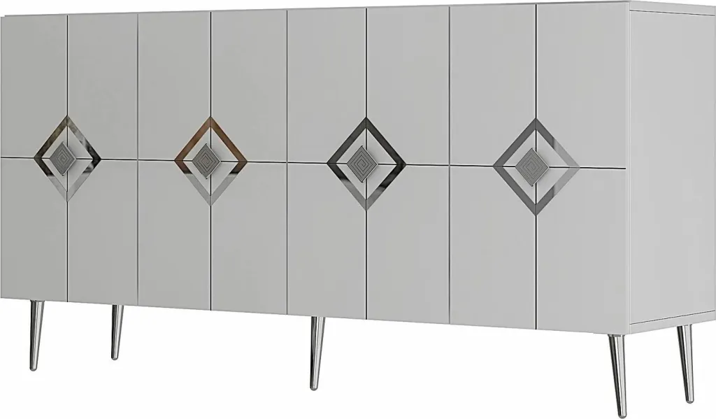 Konsolë moderne, ngjyrë e bardhë dhe argjend, Skye Decor, KB150 - 4