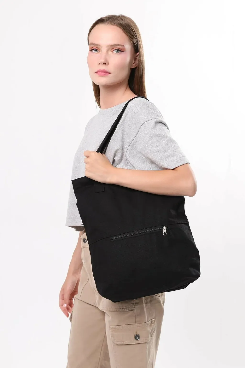 Çantë tote Zoozie Bags, e zezë, 35x40x8cm - 8