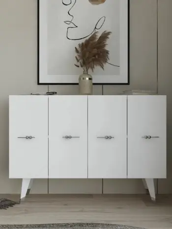 Konsol Skye Decor, ngjyrë argjendi dhe e bardhë, Quart Salkım