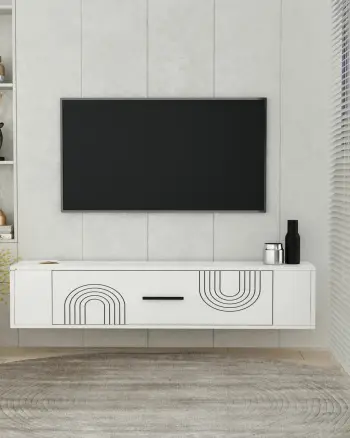 Komodë TV, ngjyrë e bardhë, Skye Decor, Restol 2