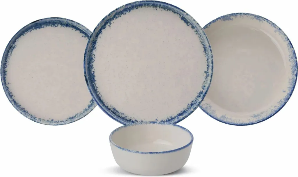 Set enësh për drekë (24 copë), Hermia Concept, Roundy, ngjyrë bardhë e kaltër - 6