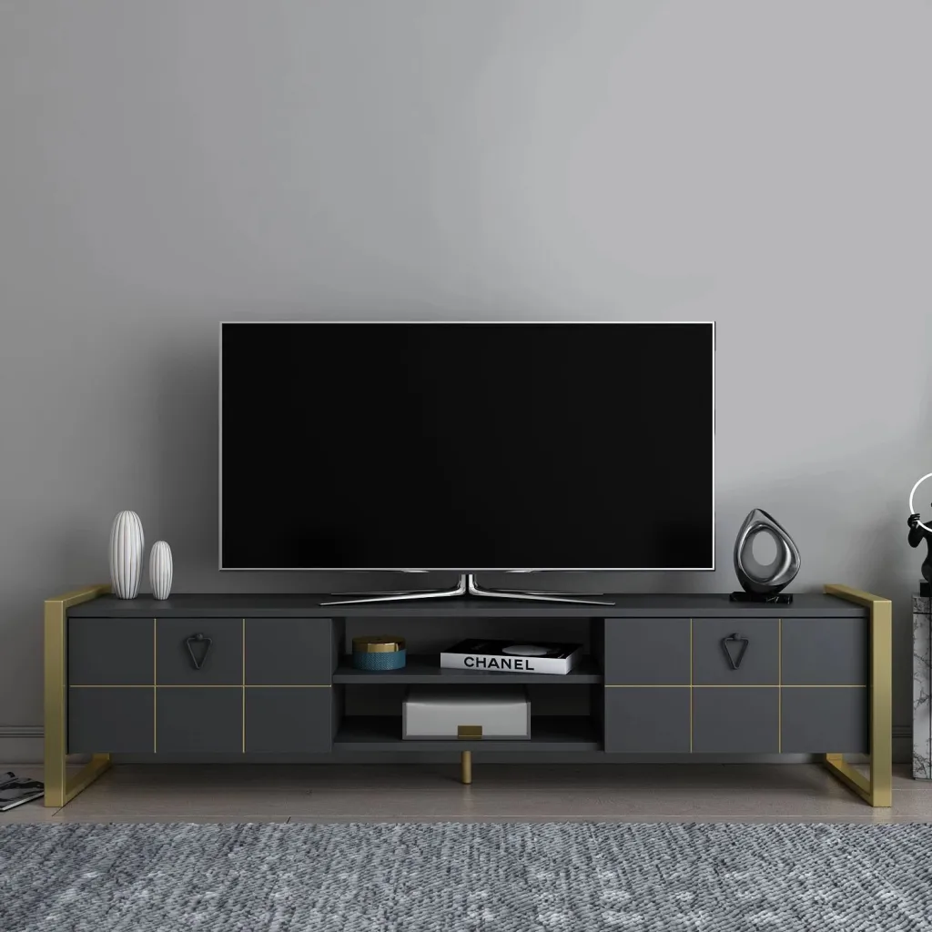 Komodë TV Skye Decor, Mila, antracit dhe ar - 1
