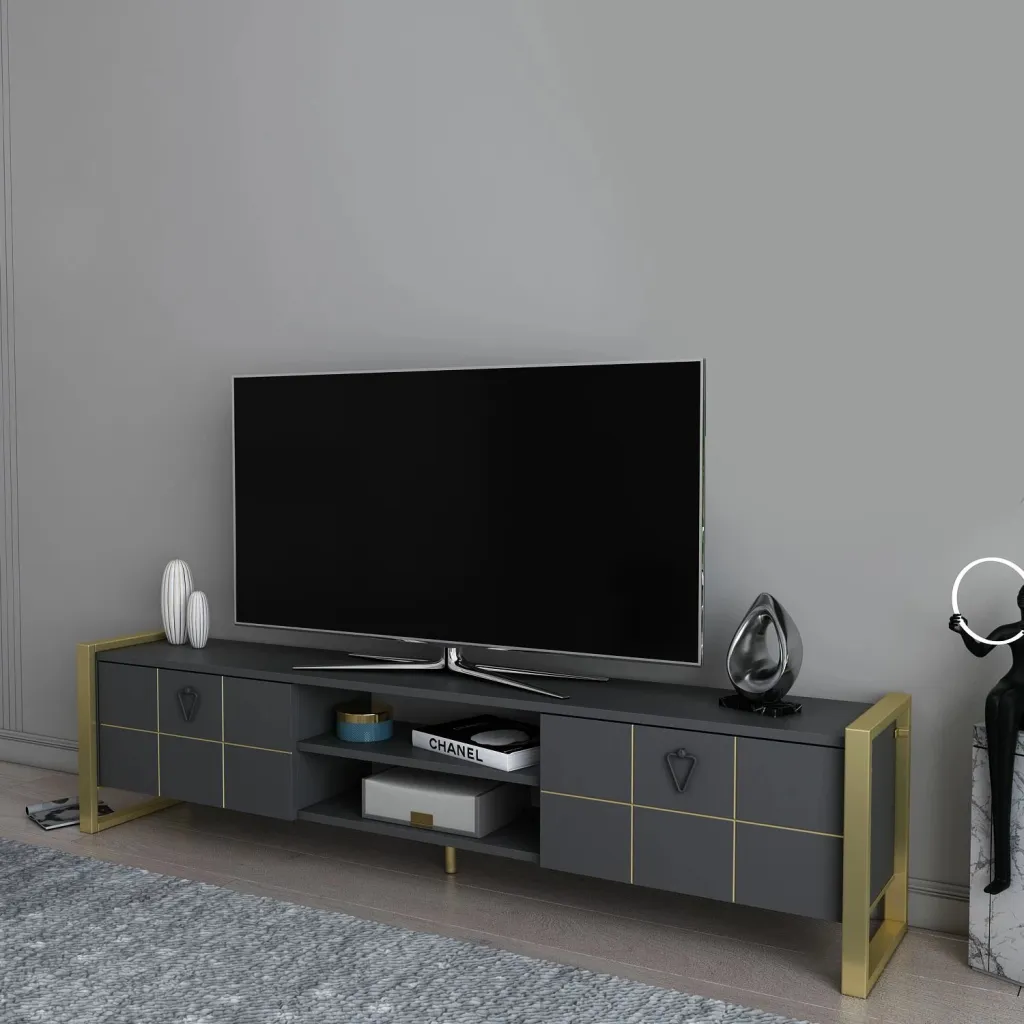 Komodë TV Skye Decor, Mila, antracit dhe ar - 2