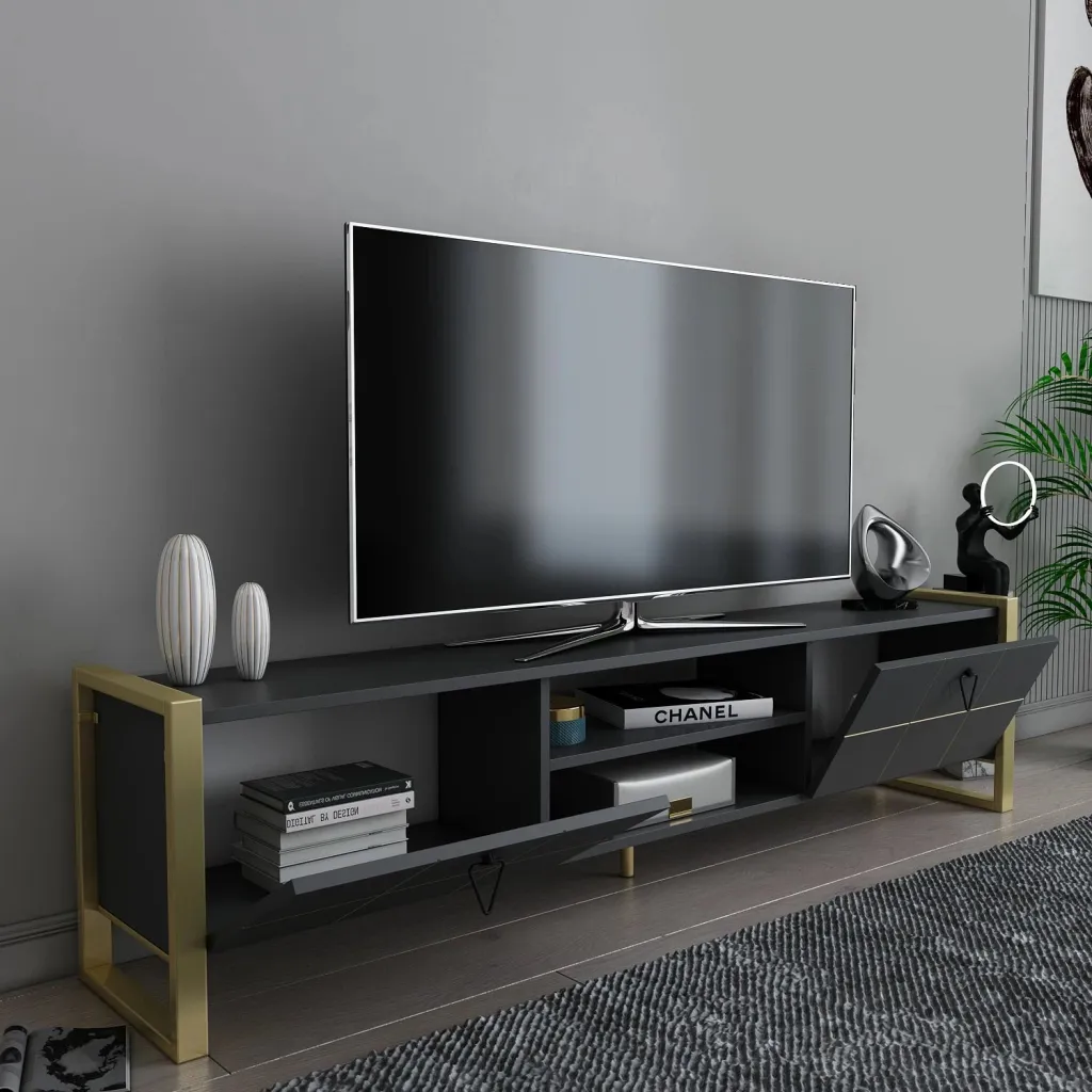 Komodë TV Skye Decor, Mila, antracit dhe ar - 3