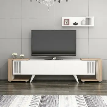Njësi TV Skye Decor, Leron - 1926, ngjyrë arre dhe e bardhë