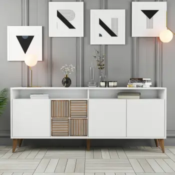 Konsolë moderne Skye Decor, ngjyrë e bardhë, Milan