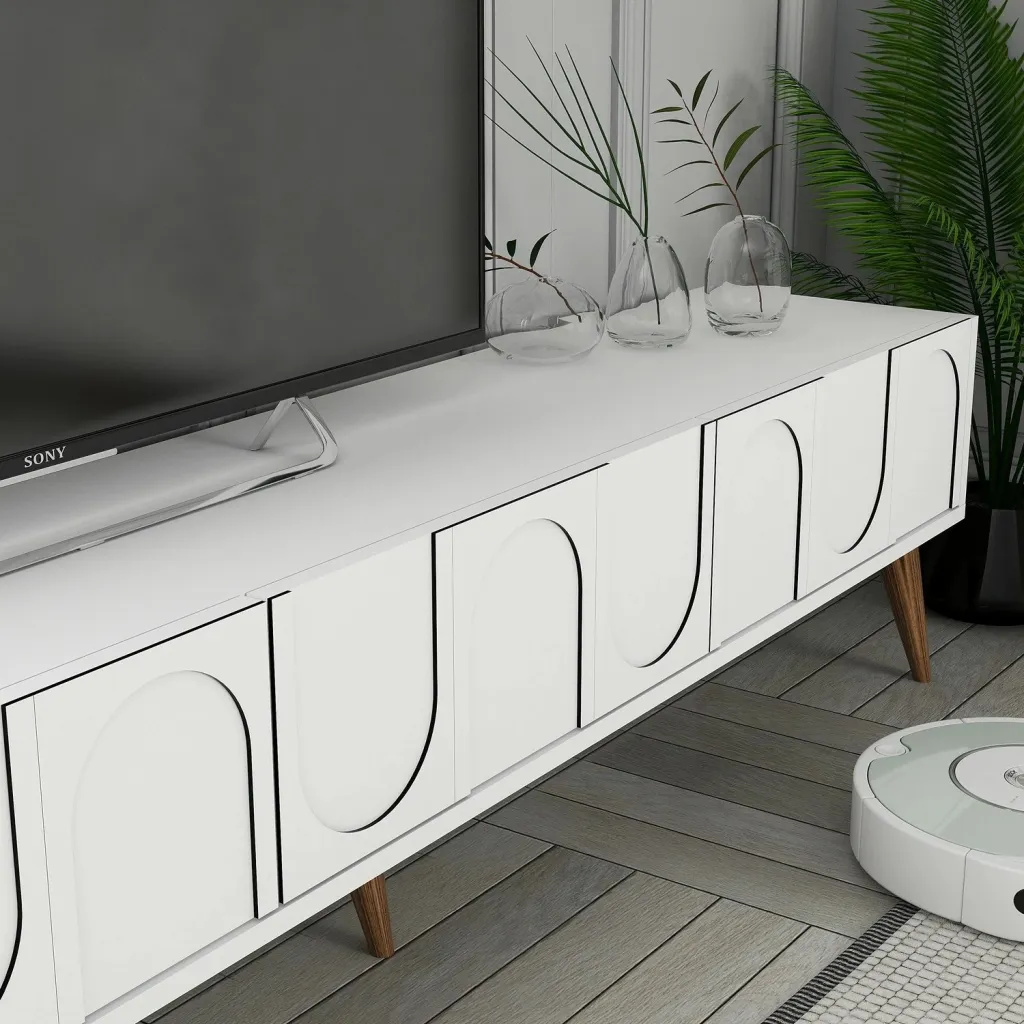 Njësi TV Skye Decor, Lyon 2, e bardhë dhe arre - 4