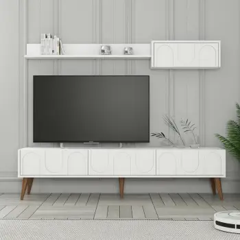 Njësi TV Skye Decor, Lyon 2, e bardhë dhe arre