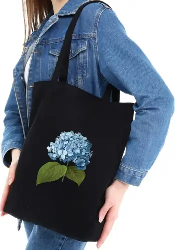 Qese tote Zoozie Bags, 1542, ngjyrë e zezë, pambuk, lule