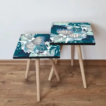 Set tavolina të mbivendosura, Skye Decor, 2 copë, 2Shp210, ngjyrë kaltër e errët