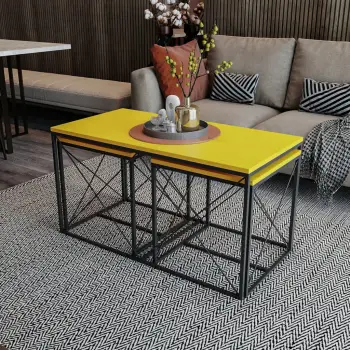 Set tavolinash kafeje Skye Decor, Defne, e verdhë