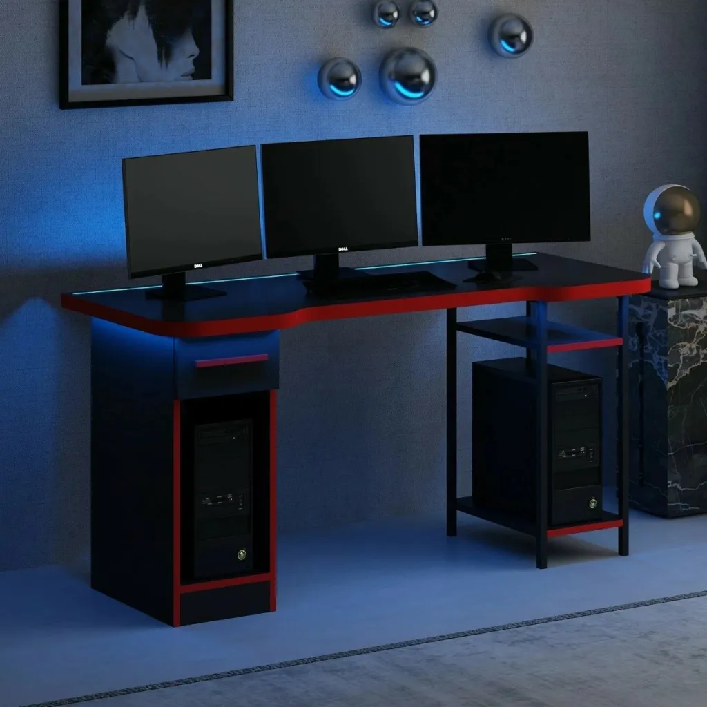 Tavolinë gaming Skye Decor, Phoenix 6, e zezë-kuqe - 2