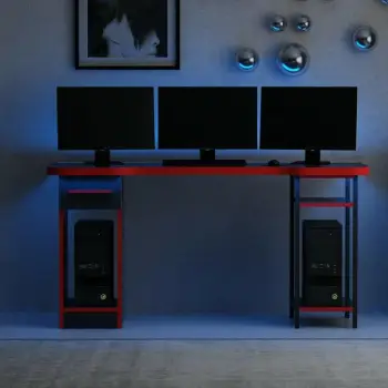 Tavolinë gaming Skye Decor, Phoenix 6, e zezë-kuqe