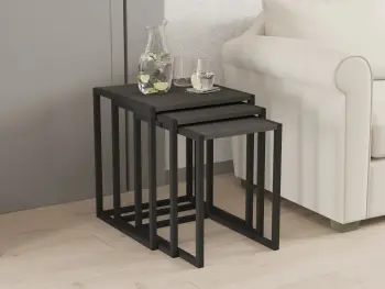 Set tavolinash ndihmëse (3 copë), Skye Decor, tali - e zezë, antracit