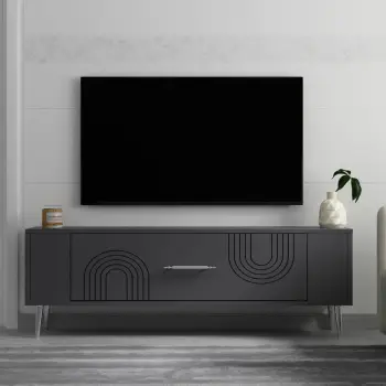 Komodë TV Skye Decor, Retrol2, antracit, argjend