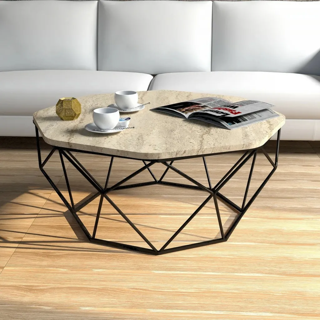 Tavolinë kafeje Skye Decor, diamant, ngjyrë travertin - 1