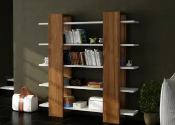 Raft librash Skye Decor, i bardhë, arre, 120x120x19.5cm
