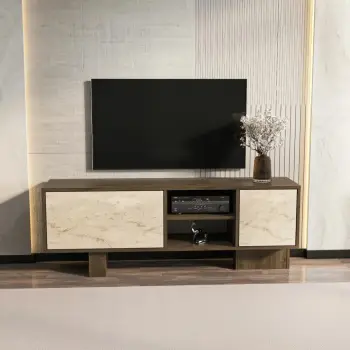 Komodë TV Skye Decor, ngjyrë arre, travertin