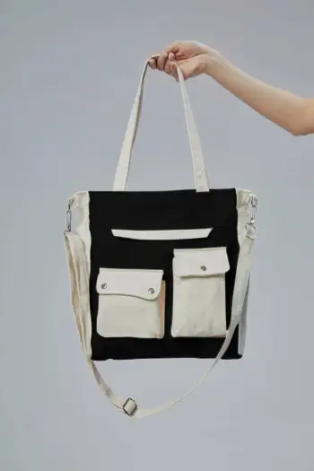 Tote bag Zoozie Bags, ngjyrë e zezë, 32x35x8 cm