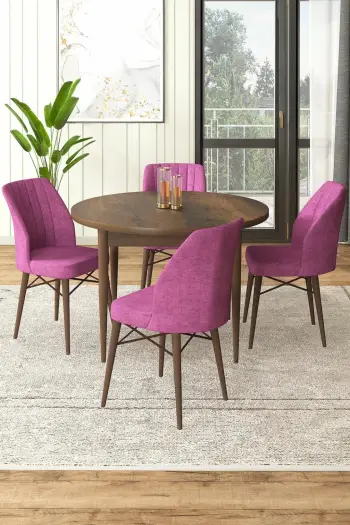 Tavolinë me karrige, 5 copë, Skye Decor, ngjyrë barok dhe e purpurtë