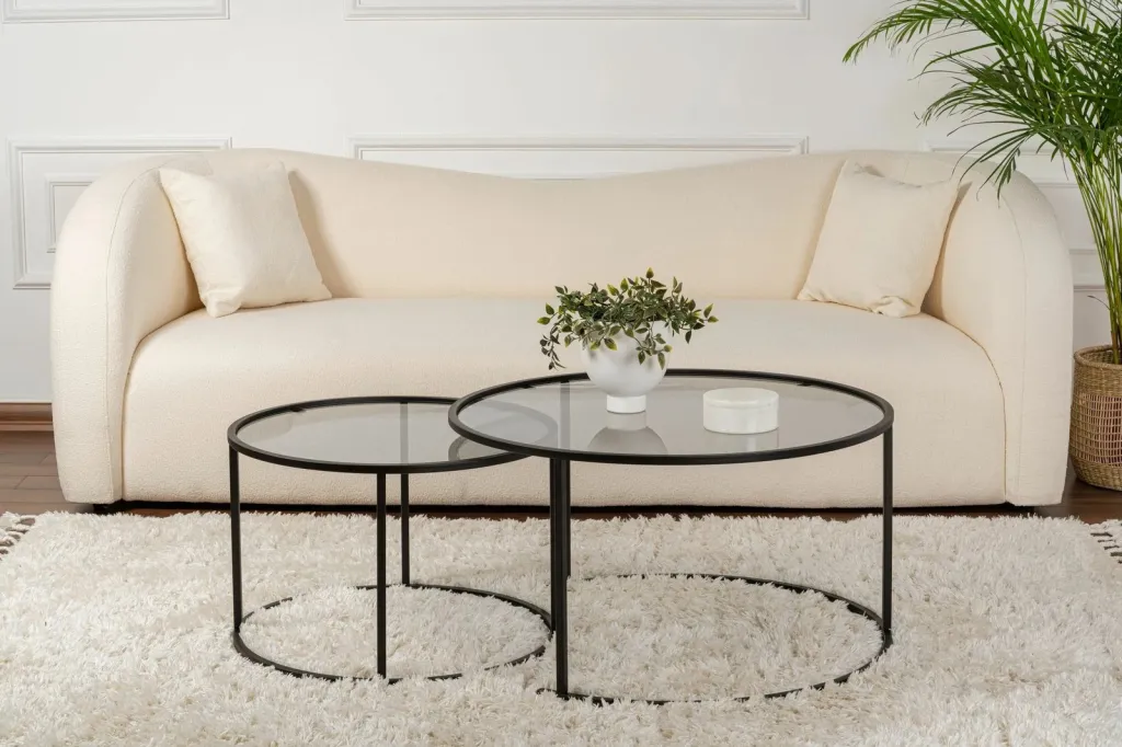 Set tavolinash kafeje Skye Decor, e zezë-gri, 80-60 - 2