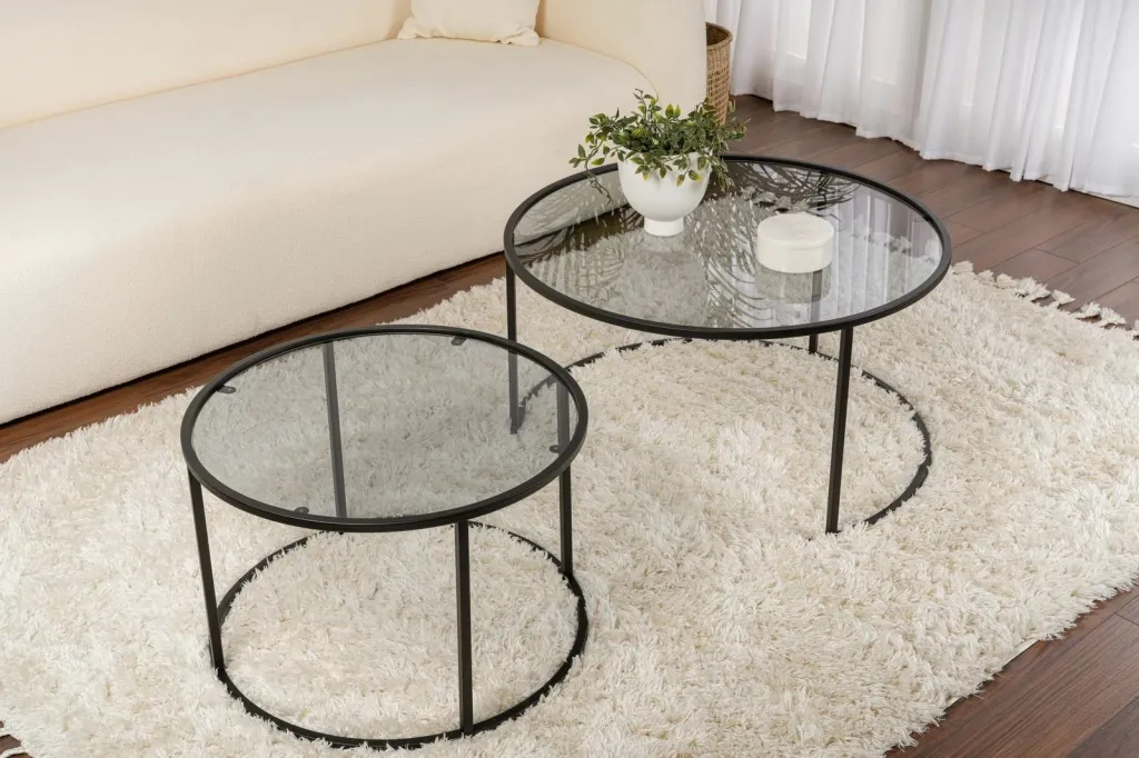 Set tavolinash kafeje Skye Decor, e zezë-gri, 80-60 - 3