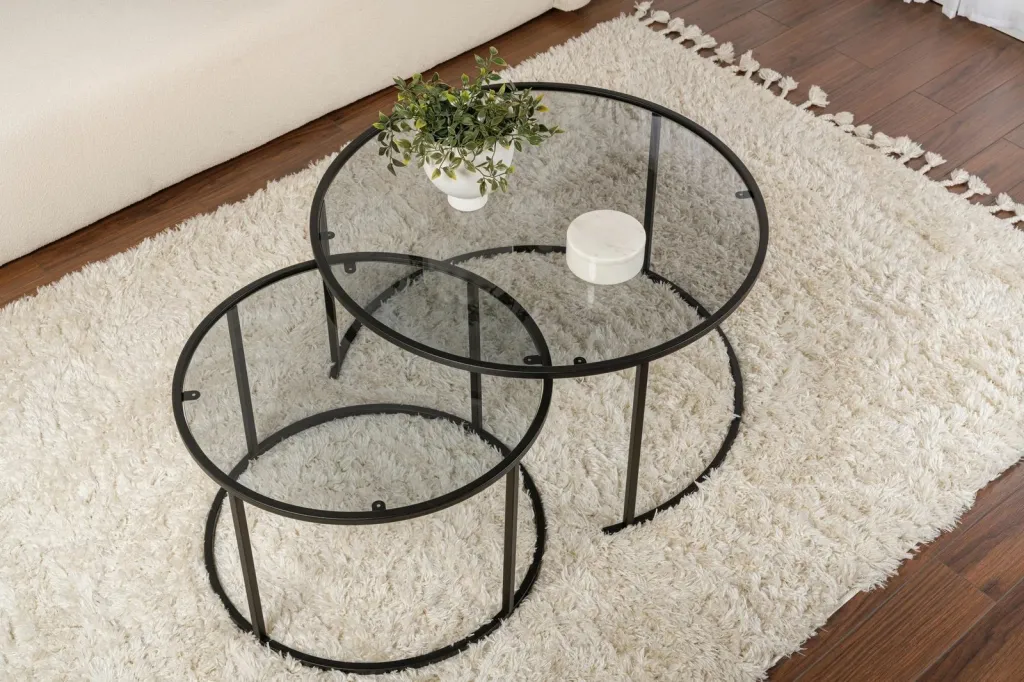 Set tavolinash kafeje Skye Decor, e zezë-gri, 80-60 - 4