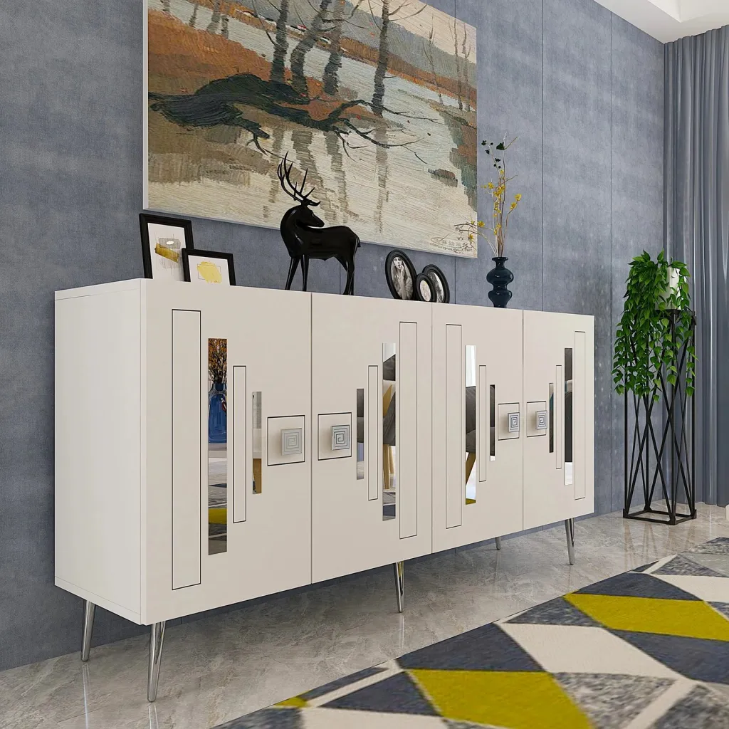Konsol Skye Decor, e bardhë, argjend - 2