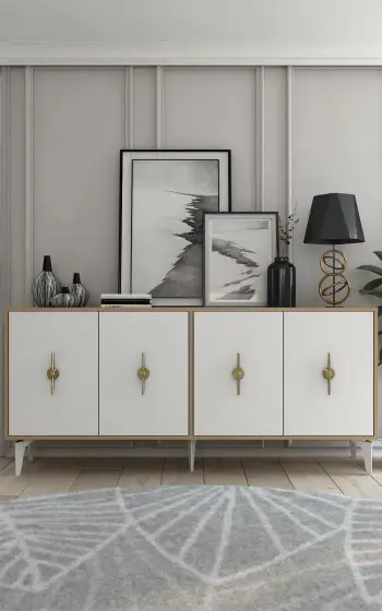 Konsol Skye Decor, ngjyrë lis safir dhe e bardhë